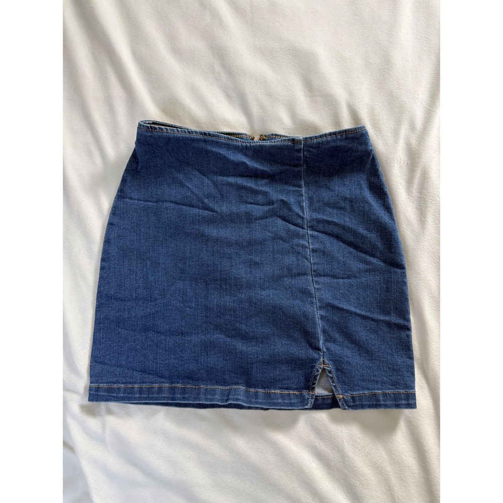 Wild Fable Blue Denim Mini Skirt High Waisted Side Slit Size 0